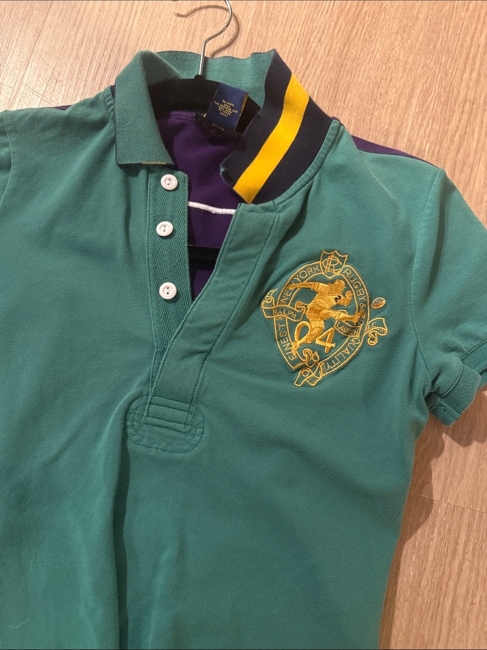 Rugby Ralph Lauren Green Short-Sleeve Polo with Yellow Crest - Picture 7 of 12